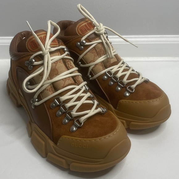 Gucci Sega Flashtrek Brick Red/Brown Leather Trim Midtop Boots Italy Sz 9 521680 - Picture 9 of 16